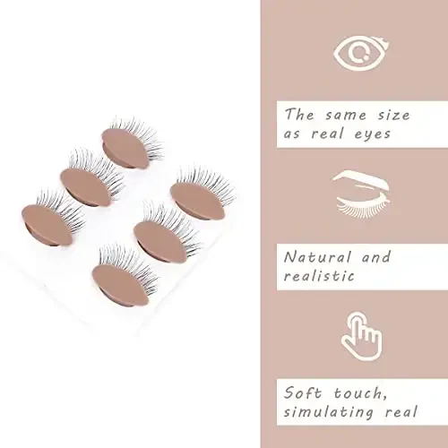 MAIZOA 6 pairs of replaceable eyelids (2 boxes), MAIZOA Eyelash Replacement Eyelids,used for eyelash training and practice makeup eyelash extension (Wheat color) - MAIZOA (1)