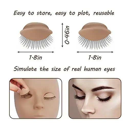 MAIZOA 6 pairs of replaceable eyelids (2 boxes), MAIZOA Eyelash Replacement Eyelids,used for eyelash training and practice makeup eyelash extension (Wheat color) - 3