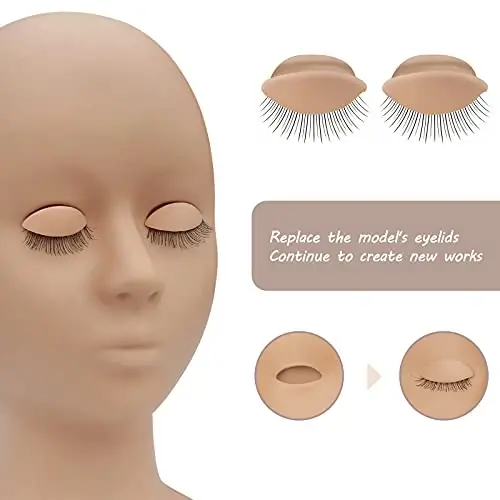 MAIZOA 6 pairs of replaceable eyelids (2 boxes), MAIZOA Eyelash Replacement Eyelids,used for eyelash training and practice makeup eyelash extension (Wheat color) - 4