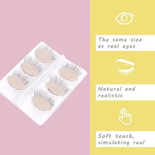MAIZOA 6 pairs of replaceable eyelids (2 boxes), MAIZOA Eyelash Replacement Eyelids,used for eyelash training and practice makeup eyelash extension (Wheat color) (light color) - 3