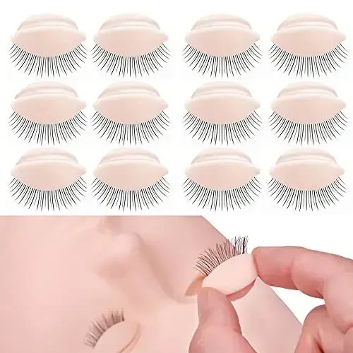 MAIZOA 6 pairs of replaceable eyelids (2 boxes), MAIZOA Eyelash Replacement Eyelids,used for eyelash training and practice makeup eyelash extension (Wheat color) (light color) - MAIZOA