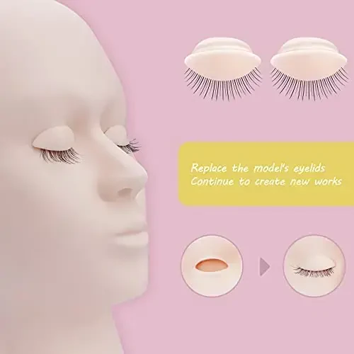 MAIZOA 6 pairs of replaceable eyelids (2 boxes), MAIZOA Eyelash Replacement Eyelids,used for eyelash training and practice makeup eyelash extension (Wheat color) (light color) - MAIZOA (1)