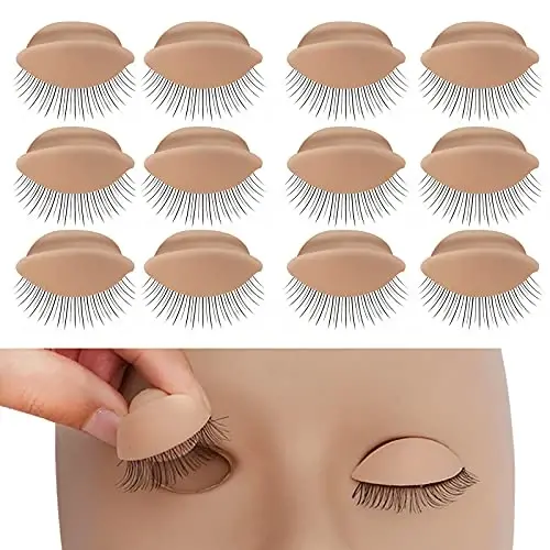 MAIZOA 6 pairs of replaceable eyelids (2 boxes), MAIZOA Eyelash Replacement Eyelids, used for eyelash training and practice makeup eyelash extension (Wheat color) - MAIZOA