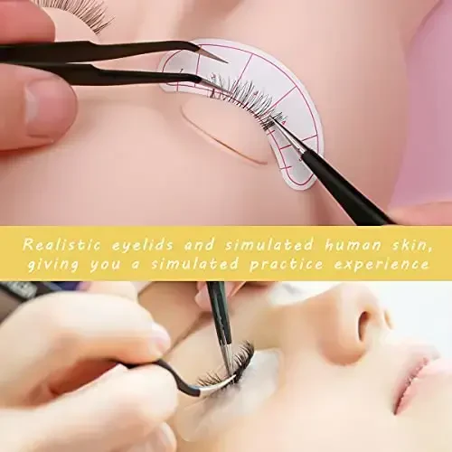 MAIZOA 6 pairs of replaceable eyelids (2 boxes), MAIZOA Eyelash Replacement Eyelids,used for eyelash training and practice makeup eyelash extension (Wheat color) (light color) - 4