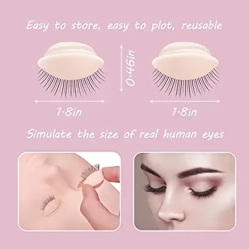 MAIZOA 6 pairs of replaceable eyelids (2 boxes), MAIZOA Eyelash Replacement Eyelids,used for eyelash training and practice makeup eyelash extension (Wheat color) (light color) - 5