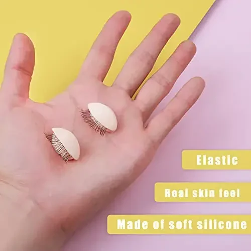 MAIZOA 6 pairs of replaceable eyelids (2 boxes), MAIZOA Eyelash Replacement Eyelids,used for eyelash training and practice makeup eyelash extension (Wheat color) (light color) - 6