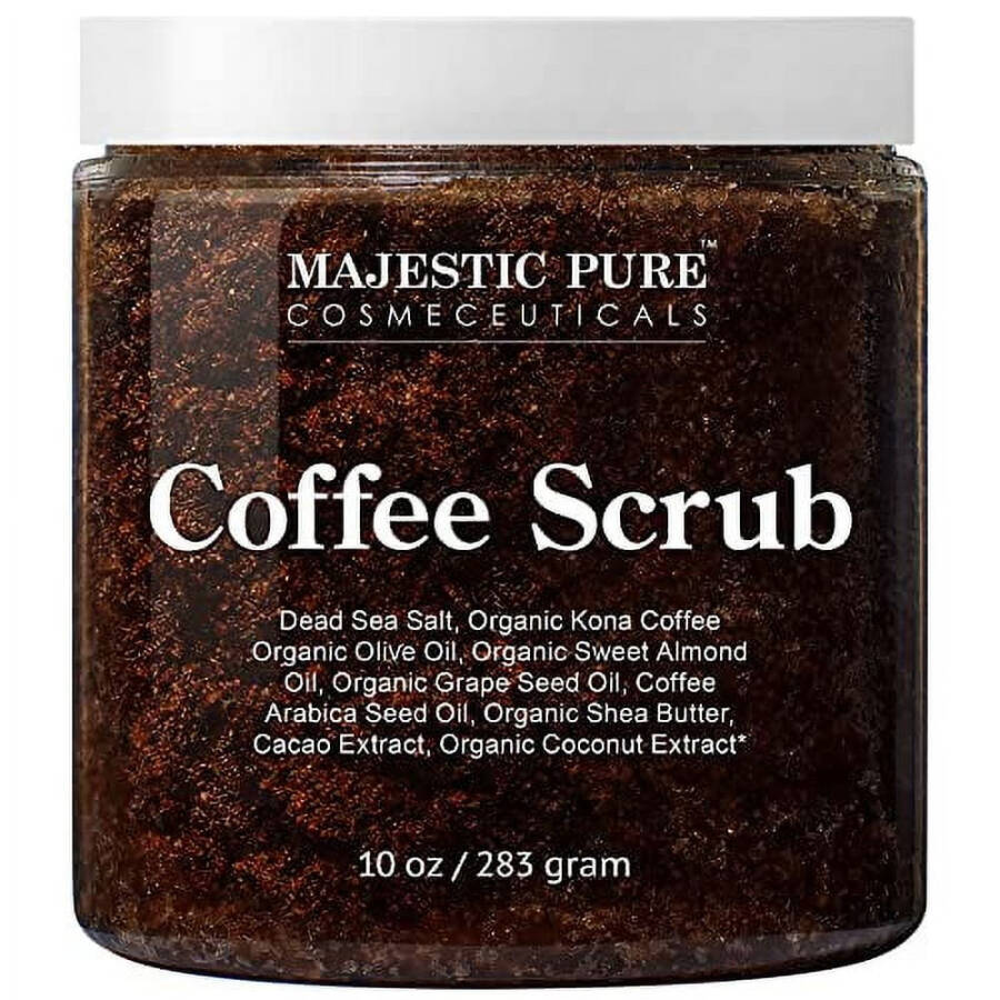 Majestic Pure Arabica Coffee Scrub - All Natural Body Scrub for Skin Care, Stretch Marks, Acne & Cellulite, Reduce the Look of Spider Veins, Eczema, Age Spots & Varicose Veins - 10 oz - 7