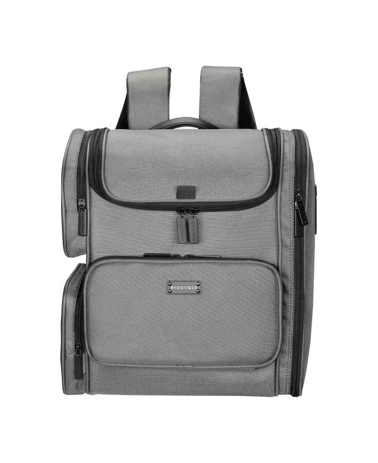 Makeup Bag Side Pockets Cosmetic Backpack Utility Pouch Storage Travel Gray - 2