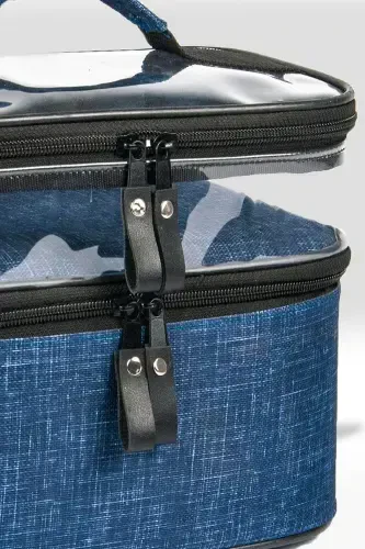 Makeup Bag Suitcase Travel Makeup Set Professional Compartmental Cosmetic Transparent Makeup Bag-blue - ANKAFLEX (1)