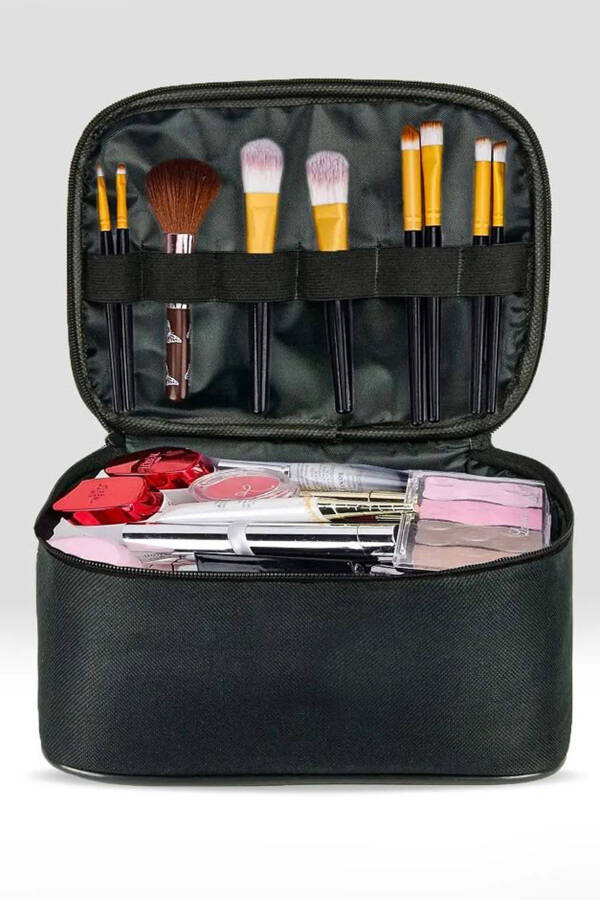 Makeup Bag Travel Toiletry Bag Black Transparent Compartment -2 Compartment FUNCTIONAL COSMETIC ORGANIZER - 3