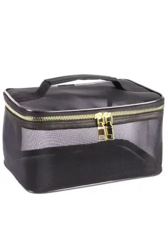 Makeup Bag Trunk Professional Transparent Bag Travel Set Cosmetic Suitcase Trunk Inner Organizer-Black - 6