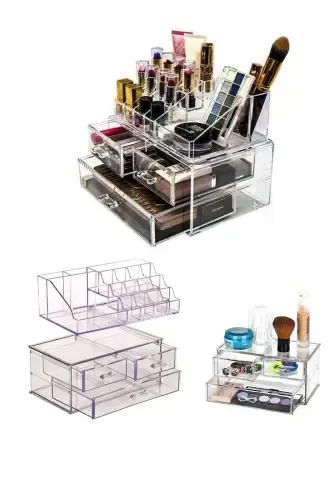 Makeup Box 3 Drawer 3 Tier Jewelry Accessory Organizer Makeup Cosmetic Pencil Organizer - HAYVEYS (1)