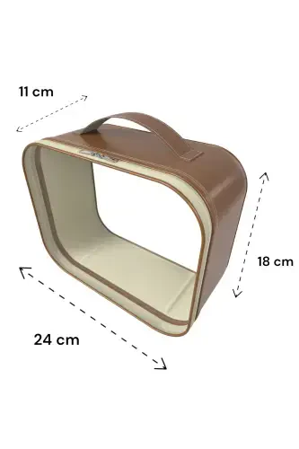 Makeup Brush and Cosmetic Bag Women Travel Organizer Clear Makeup Bag-Brown - 4