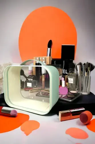 Makeup Brush and Cosmetic Bag Women Travel Organizer Clear Makeup Bag-Green - 1