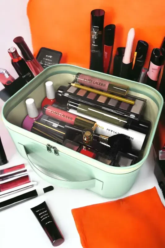 Makeup Brush and Cosmetic Bag Women Travel Organizer Clear Makeup Bag-Green - 3