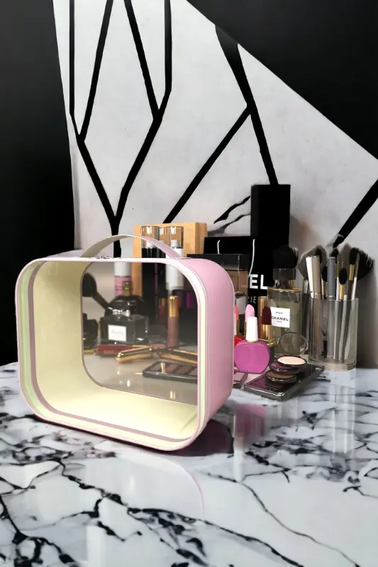 Makeup Brush and Cosmetic Bag Women Travel Organizer Clear Makeup Bag-Purple - 1