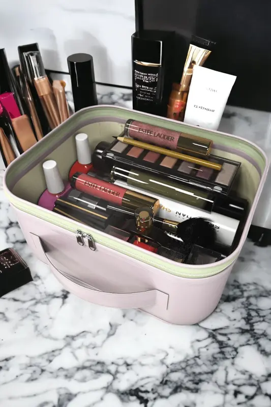 Makeup Brush and Cosmetic Bag Women Travel Organizer Clear Makeup Bag-Purple - 3