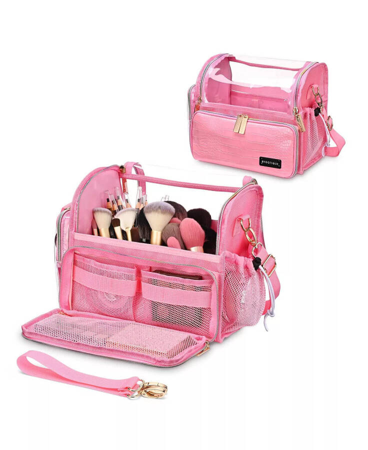 Makeup Brush Holder Case Stand-up Cosmetic Organizer Artist Travel Bag Pink - 1