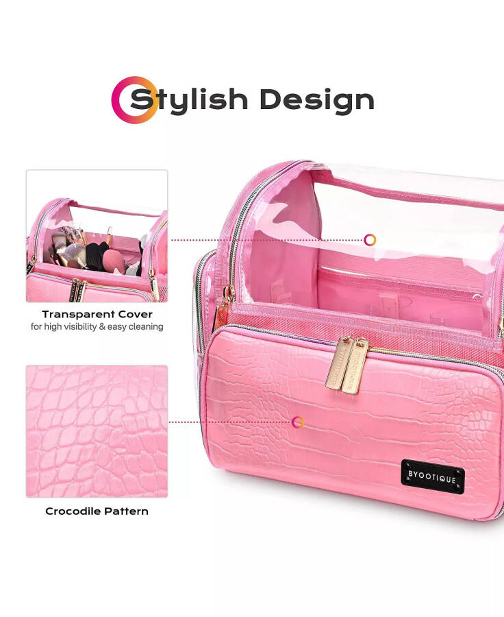 Makeup Brush Holder Case Stand-up Cosmetic Organizer Artist Travel Bag Pink - 8