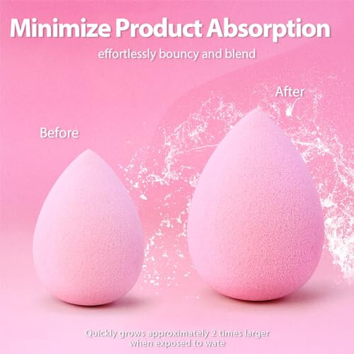 Makeup Sponge Set Foonbe Blender Sponges 7 Pcs for Liquid, Cream, and Powder, Latex Free, Multi colored Beauty Sponges with 1 Mini Sponge, Stocking Stuffers and Christmas Pink Gifts for Women - 2