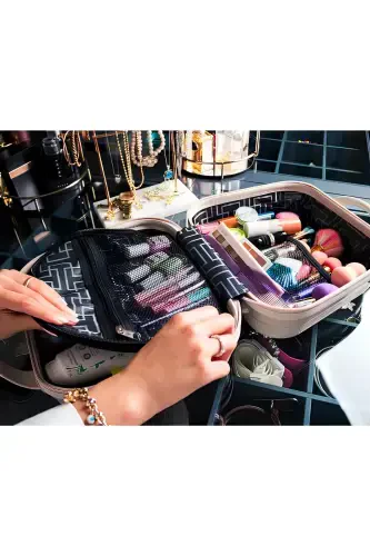 Makeup Suitcase & Hand Luggage-Blue - 7