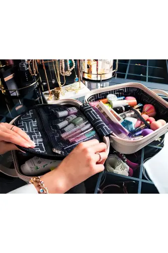 Makeup Suitcase & Hand Luggage-Navy Blue - 7