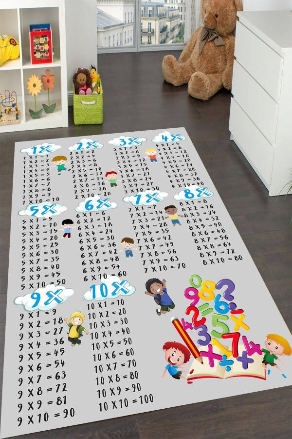 Makinede Yıkanabilir Kaymaz Taban Leke Tutmaz Eğitici Bebek Ve Çocuk Odası Halısı Oyun Matı - gri - 4