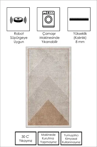 Makinede Yıkanabilir Kaymaz Taban Leke Tutmaz Salon Halısı Mutfak Halısı ve Yolluk - kahverengi - 3