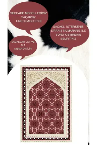 Makinede Yıkanabilir Leke Tutmaz Namazlık Seccade Kaymaz Taban Saçaksız SEC113-BORDO - FOREVER ALDORA (1)