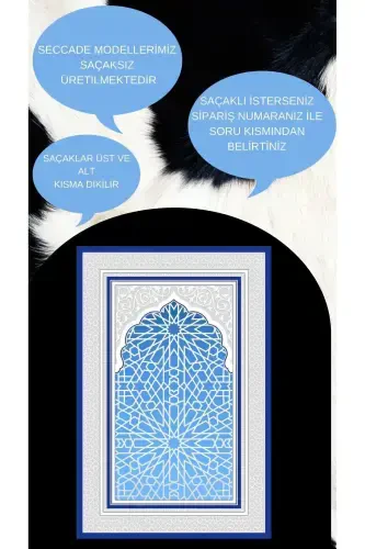 Makinede Yıkanabilir Leke Tutmaz Namazlık Seccade Kaymaz Taban Saçaksız SEC113-MAVİ - FOREVER ALDORA (1)