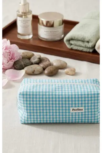 Makiyaj Sumkasi Katakli Ochiq Ko'k Katta O'lcham - Ko'k 