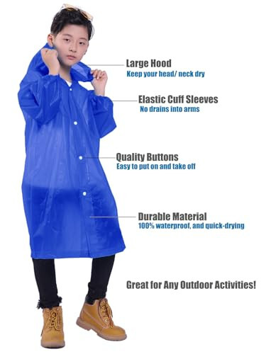 Makonus Kids Rain Jacket, 2 Pack Rain Ponchos for Kids with Hood and Sleeves Reusable Raincoats for Boys and Girls - 3