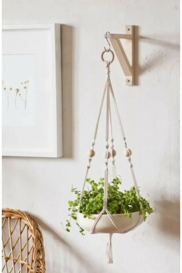 Макраме веревочная подвесная кашпо для цветов - 1