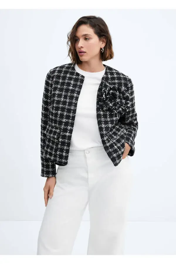 Максимальное цветочное твидовое жакет - 5