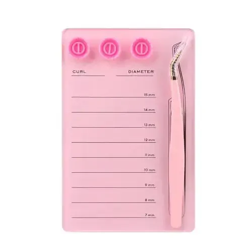 Makupeu Acrylic Eyelash Extension Pallet Kits, Grafting False Eyelash Organizer Extension Pad Lash Tray,Magnetic Tweezer Holder - Durable Eyelash Extension Storage Organizer (Pink sets) - Mekupeu (1)