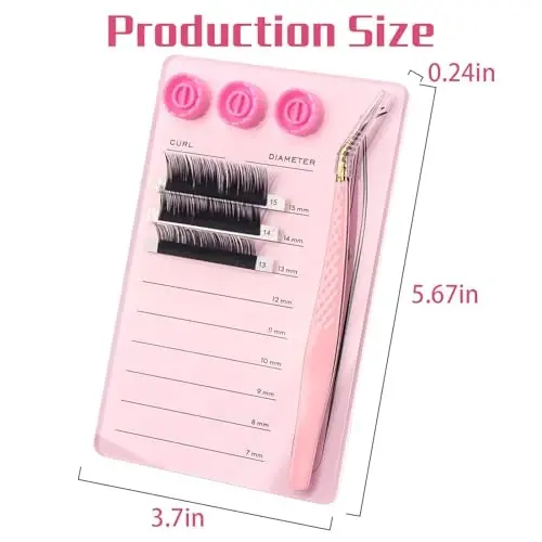 Mekupeu Acrylic Eyelash Extension Pallet Kits, Grafting False Eyelash Organizer Extension Pad Lash Tray,Magnetic Tweezer Holder - Durable Eyelash Extension Storage Organizer (Pink sets) - MEKUPEU (1)