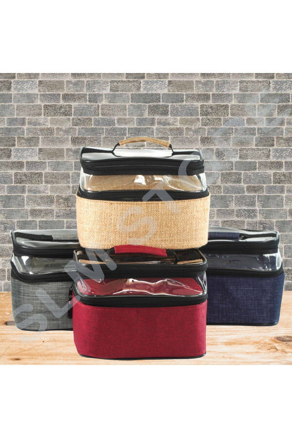 Makyaj Çantası Seyahat Kadın Bakım Çantası Çift Bölmeli Şeffaf Bölmeli Ankaflex Makyaj Çantası-GRİ - 3