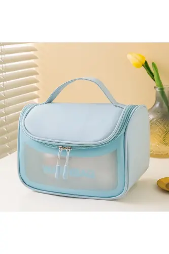 Makyaj Malzemesi Kozmetik Sıvı Şişe Bakım Kremi Taşıma ve Saklama Çantası-MAVİ - 1