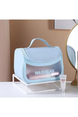 Makyaj Malzemesi Kozmetik Sıvı Şişe Bakım Kremi Taşıma ve Saklama Çantası-MAVİ - DEKOHOP (1)