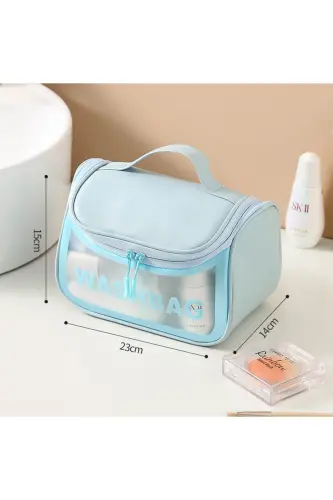 Makyaj Malzemesi Kozmetik Sıvı Şişe Bakım Kremi Taşıma ve Saklama Çantası-MAVİ - 3