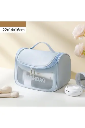 Makyaj Malzemesi Kozmetik Sıvı Şişe Bakım Kremi Taşıma ve Saklama Çantası-MAVİ - 5