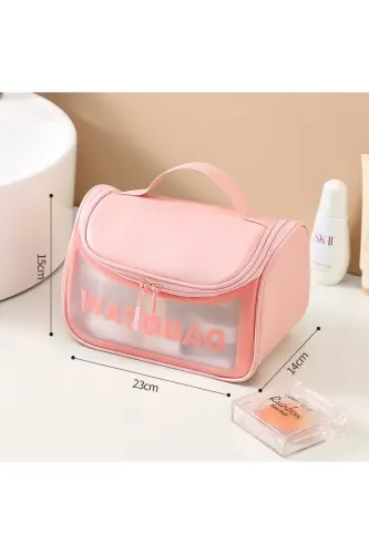 Makyaj Malzemesi Kozmetik Sıvı Şişe Bakım Kremi Taşıma ve Saklama Çantası-PEMBE - 3