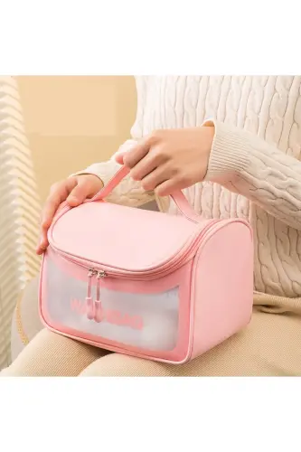 Makyaj Malzemesi Kozmetik Sıvı Şişe Bakım Kremi Taşıma ve Saklama Çantası-PEMBE - 4
