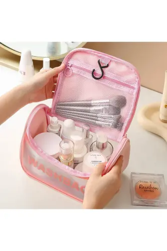 Makyaj Malzemesi Kozmetik Sıvı Şişe Bakım Kremi Taşıma ve Saklama Çantası-PEMBE - 5
