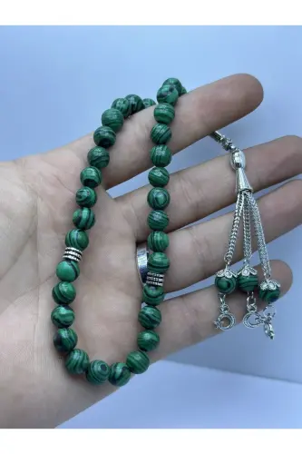 Malahit Taşı Doğal Taş Tesbih Özel Kozalı 33'lü - 8mm-yeşil - GRS OYUNCAK (1)