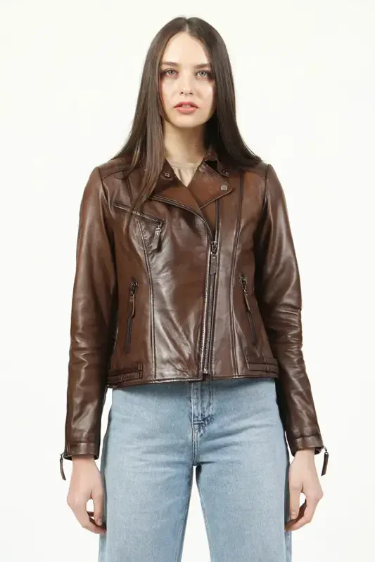 Malartic Ayollar Slimfit Haqiqiy Charm Kurtka Tuya Antik-TUYA ANTIK - 4