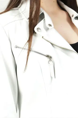 Malartic Kadın Slimfit Hakiki Deri Mont Beyaz-BEYAZ - 3