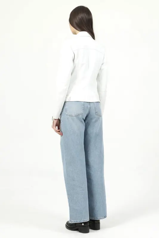 Malartic Kadın Slimfit Hakiki Deri Mont Beyaz-BEYAZ - 6