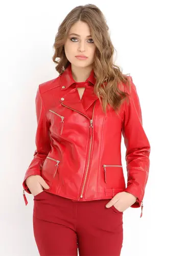 Malartic Kadın Slimfit Hakiki Deri Mont B.kırmızı-B.KIRMIZI - 1