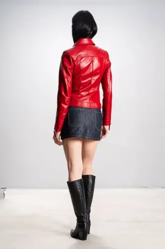 Malartic Kadın Slimfit Hakiki Deri Mont B.kırmızı-B.KIRMIZI - 6